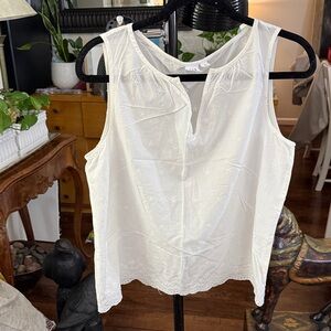 GAP White Embroidered Cotton Sleeveless Camisole